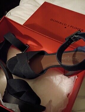 Donald J. Pliner Denim Indigo Crisscross Ankle-Strap Platform Sandals